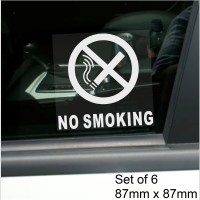 6 x No Smoking-WINDOW Stickers with Text-Vehicle Self Adhesive Warning Signs-Health and Safety-Car,Taxi,Minicab,Van,Taxi,Cab,Bus,Coach,Minibus 